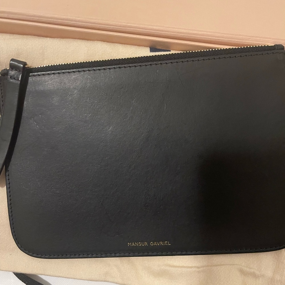 Mansur Gavriel Black Clutch Sleek Leather Design